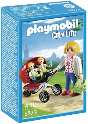 Playmobil Toys Playmobil 5573 City Life Mother with Twin Stroller