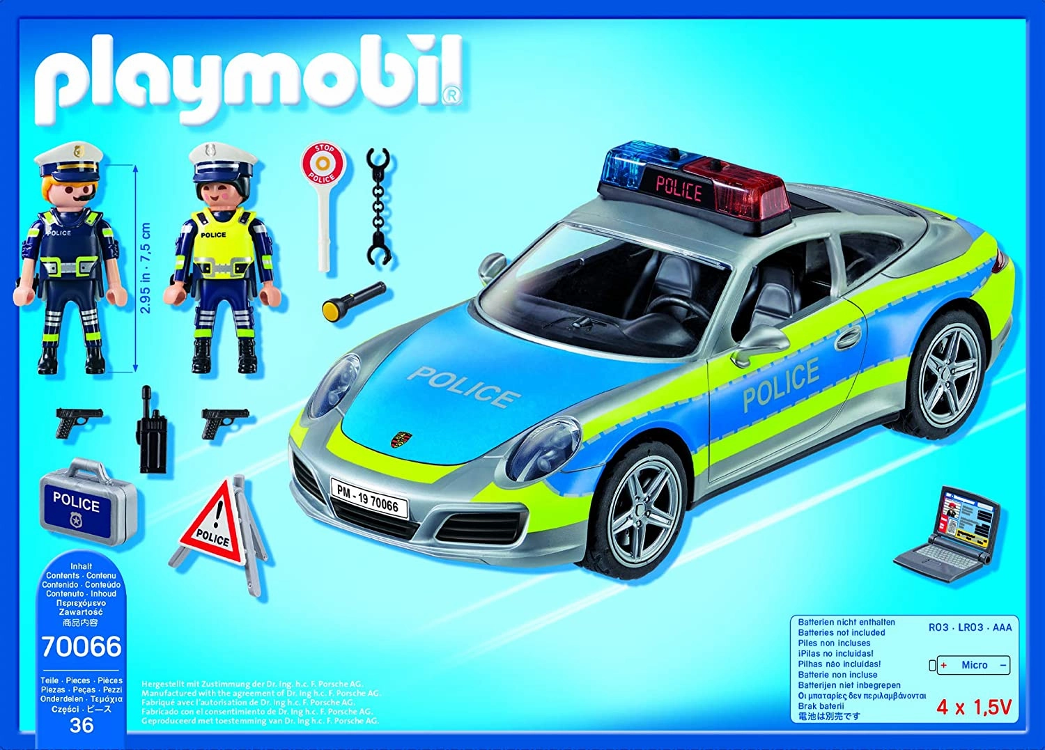 Playmobil Toys Playmobil 70066 Porsche 911 Carrera 4S Police Car with Lights and Sound