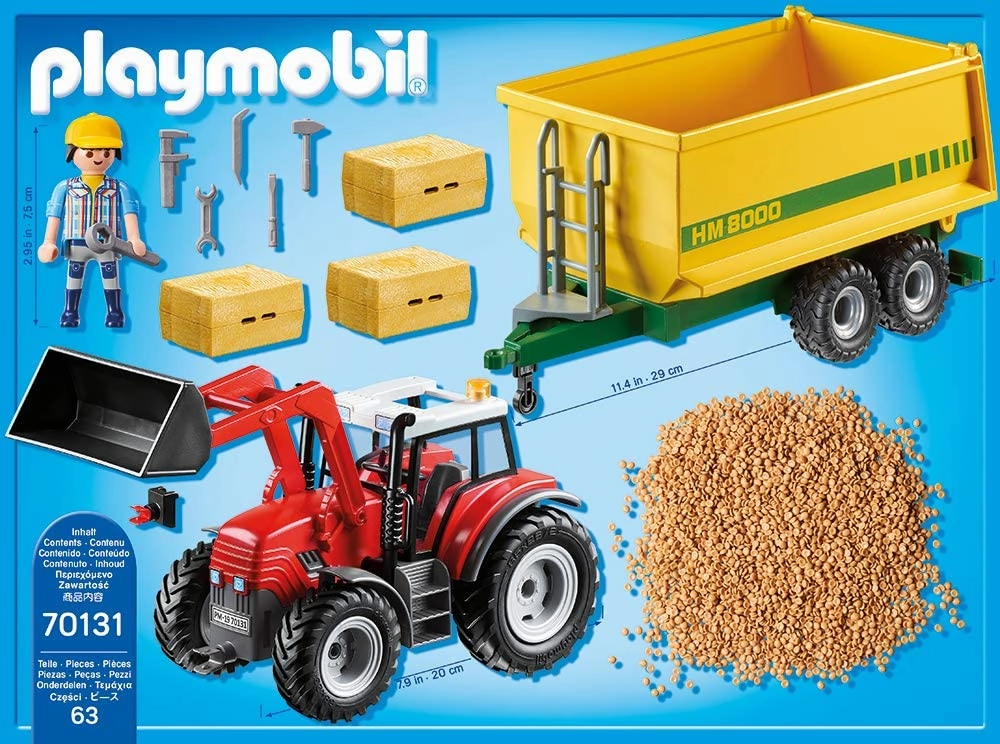 Playmobil Toys Playmobil 70131 Country Farm Tractor with Feed Trailer