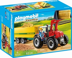 Playmobil Toys Playmobil 70131 Country Farm Tractor with Feed Trailer