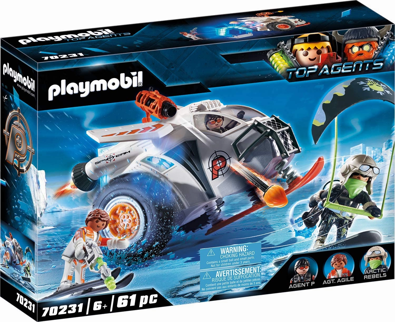Playmobil Toys Playmobil 70231 Top Agents V Spy Team Snow Glider, with Light and Sound Effects, for Children Ages 6 
