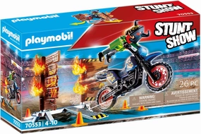 Playmobil Toys Playmobil 70553 Stunt Show Motocross with Fiery Wall for Children Ages 4 - 10