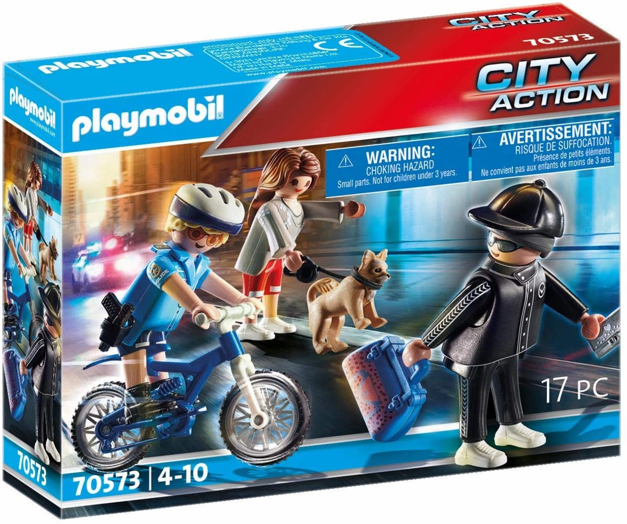Playmobil Toys Playmobil 70573 City Action Police Bicycle with Thief for Children Ages 4 - 10