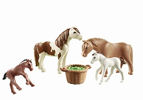 Playmobil Toys Playmobil 70682 2 Ponys With 2 Foals, Multicoloured, One Size