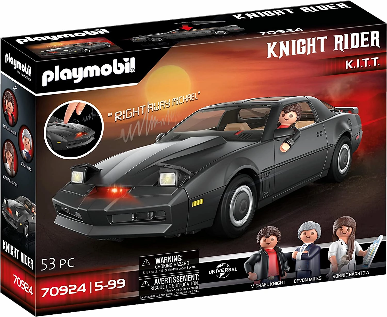 Playmobil Toys Playmobil 70924 Knight Rider - KI.T.T. Children's car toy from movies and TV programme. Model cars from the TV series Knight Rider. Collectable TV model cars. Suitable for all ages.