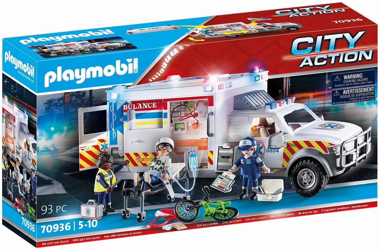 Playmobil Toys Playmobil 70936 City Action Rescue Vehicle: Ambulance with Lights Fire Sound