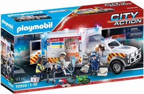 Playmobil Toys Playmobil 70936 City Action Rescue Vehicle: Ambulance with Lights Fire Sound