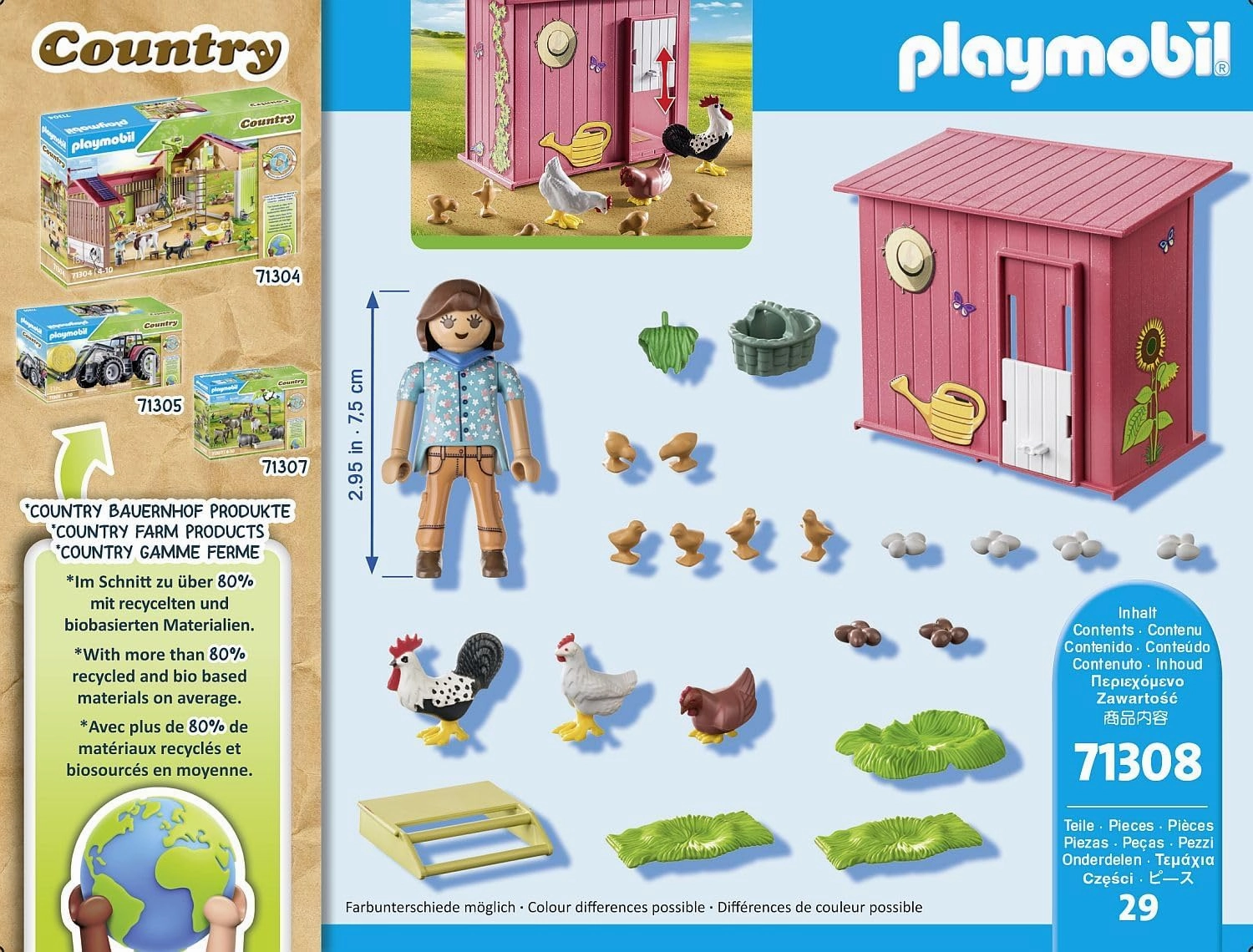 Playmobil Toys Playmobil 71308 Country Hen House, a ful chicken family for your Farm - chicken coop with a rooster