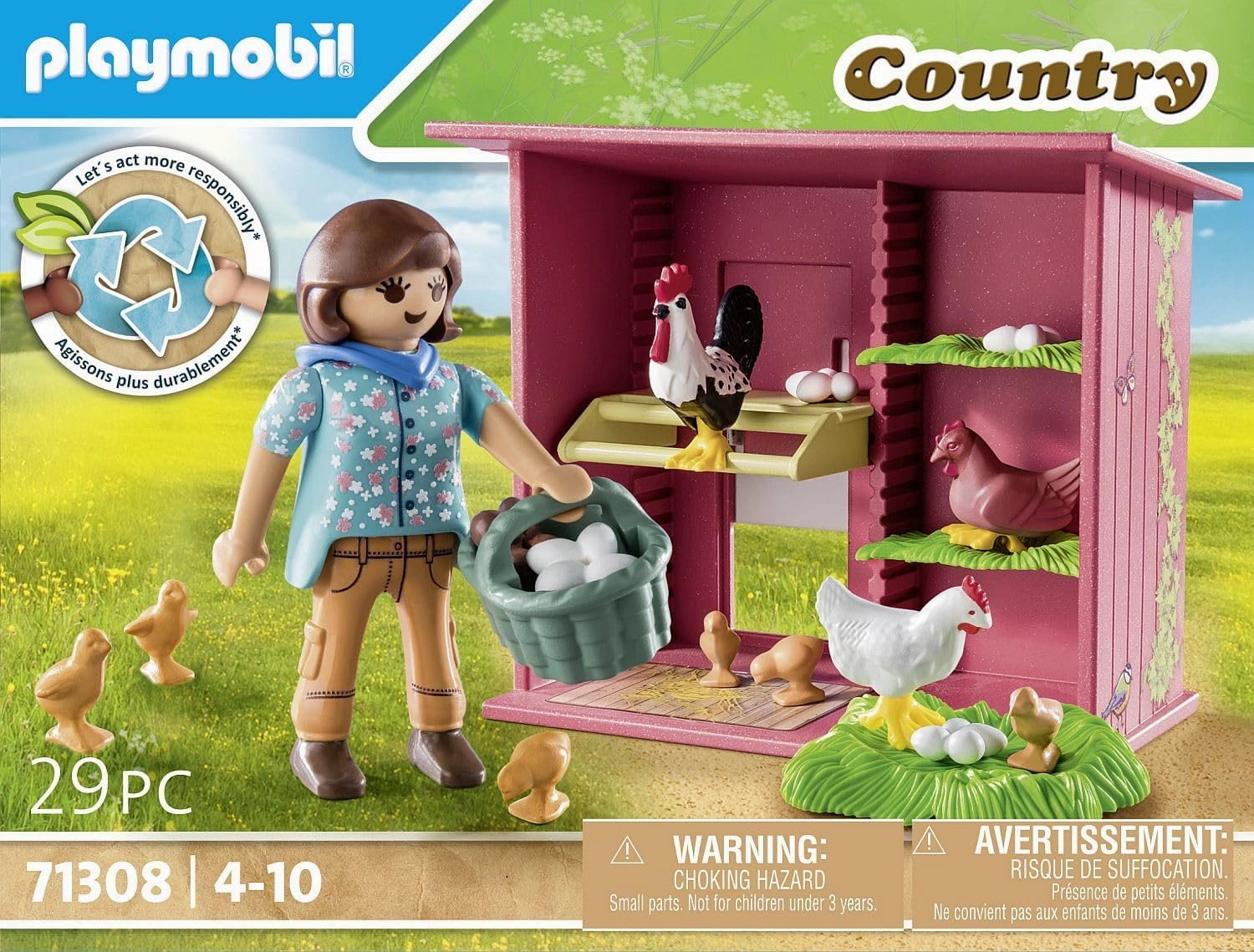 Playmobil Toys Playmobil 71308 Country Hen House, a ful chicken family for your Farm - chicken coop with a rooster