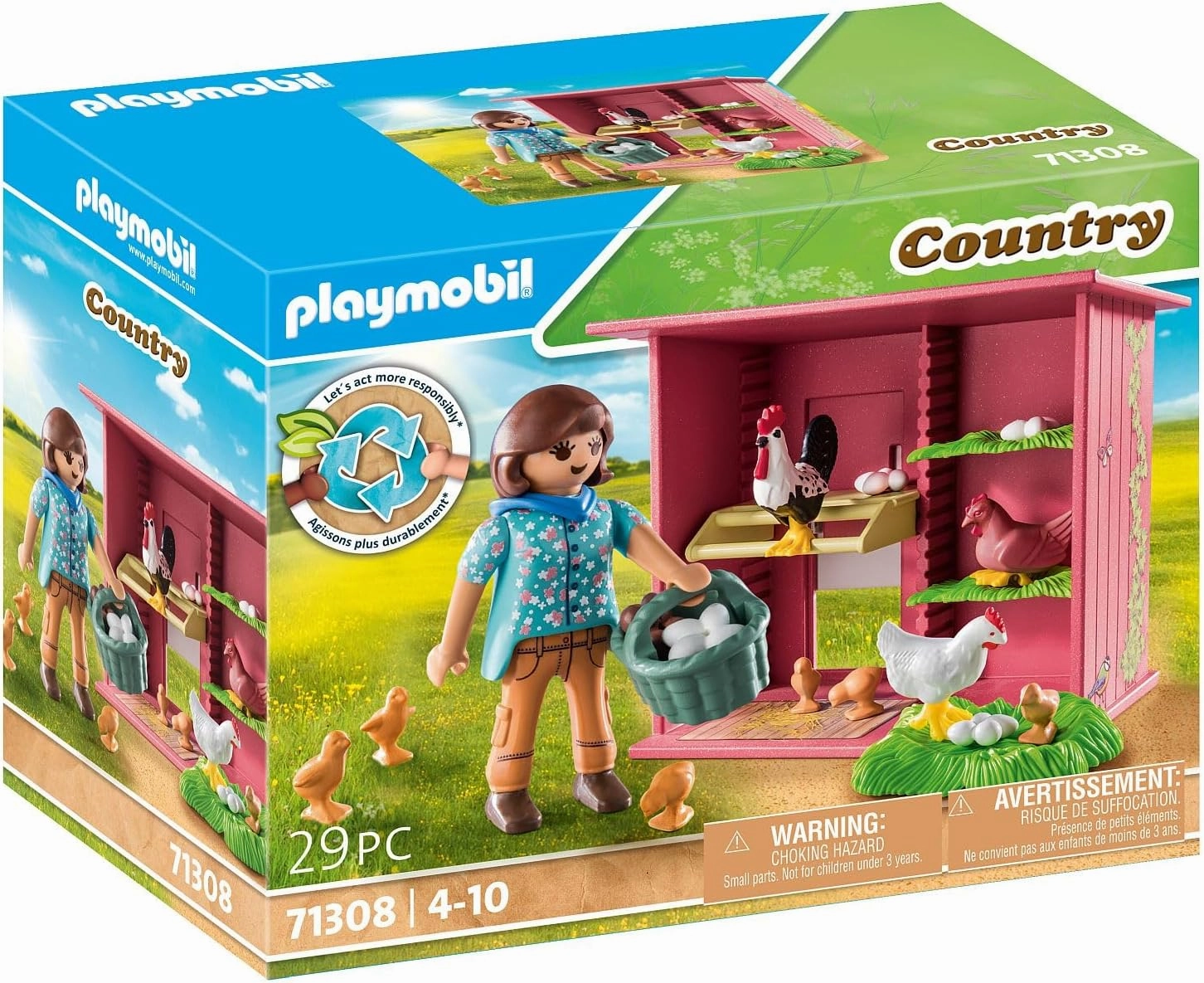 Playmobil Toys Playmobil 71308 Country Hen House, a ful chicken family for your Farm - chicken coop with a rooster