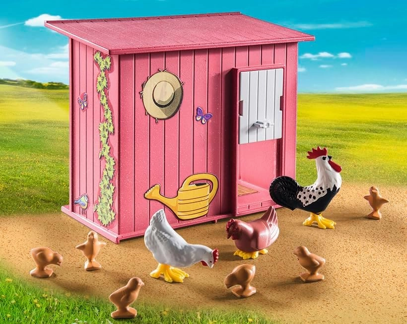 Playmobil Toys Playmobil 71308 Country Hen House, a ful chicken family for your Farm - chicken coop with a rooster