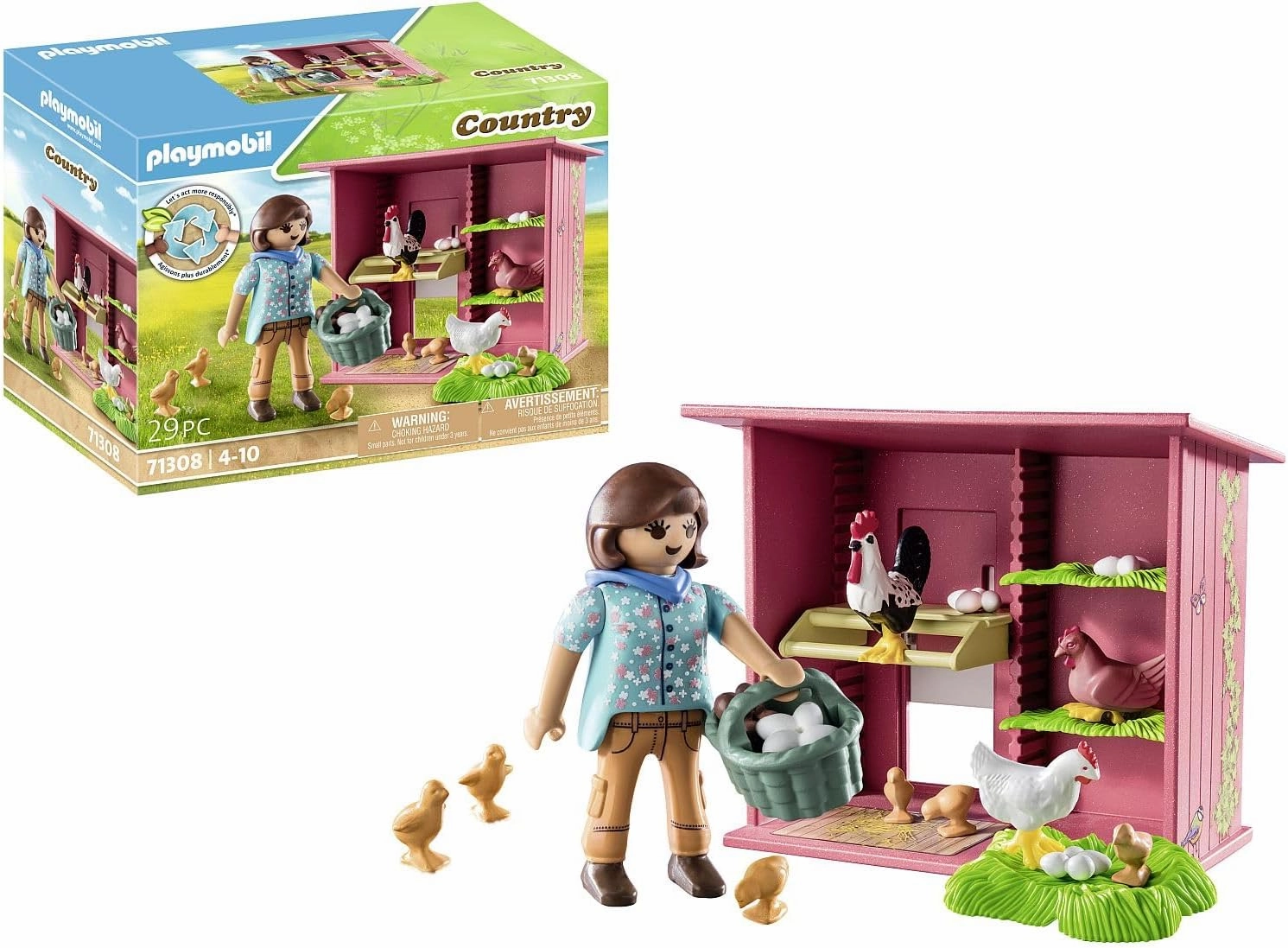 Playmobil Toys Playmobil 71308 Country Hen House, a ful chicken family for your Farm - chicken coop with a rooster