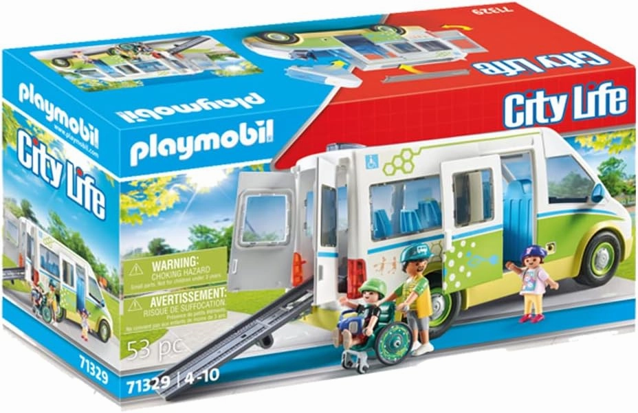 Playmobil Toys Playmobil 71329 City Life School Bus, Large school bus with sliding door and folding ramp for wheelchair
