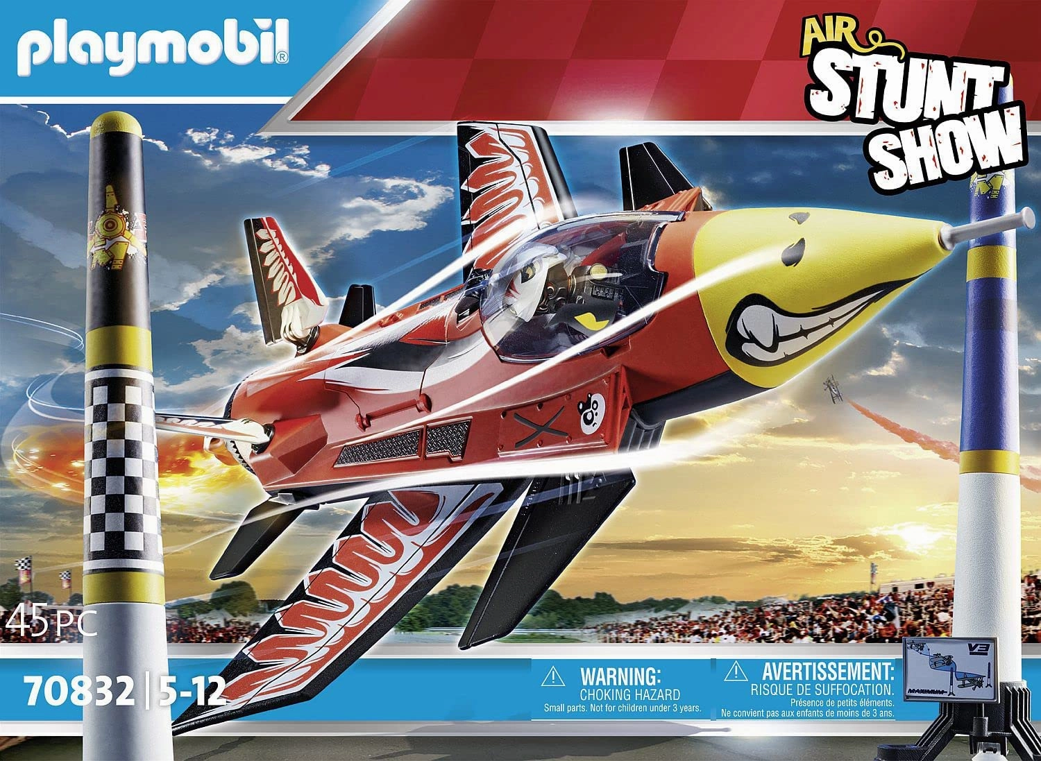 Playmobil Toys PLAYMOBIL Air Stunt Show 70832 Eagle Jet, Toy Plane with Wind-Up Motor, Aeroplane