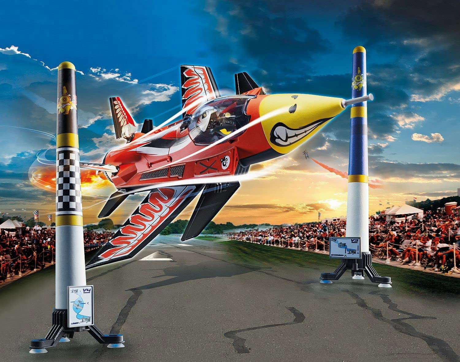 Playmobil Toys PLAYMOBIL Air Stunt Show 70832 Eagle Jet, Toy Plane with Wind-Up Motor, Aeroplane
