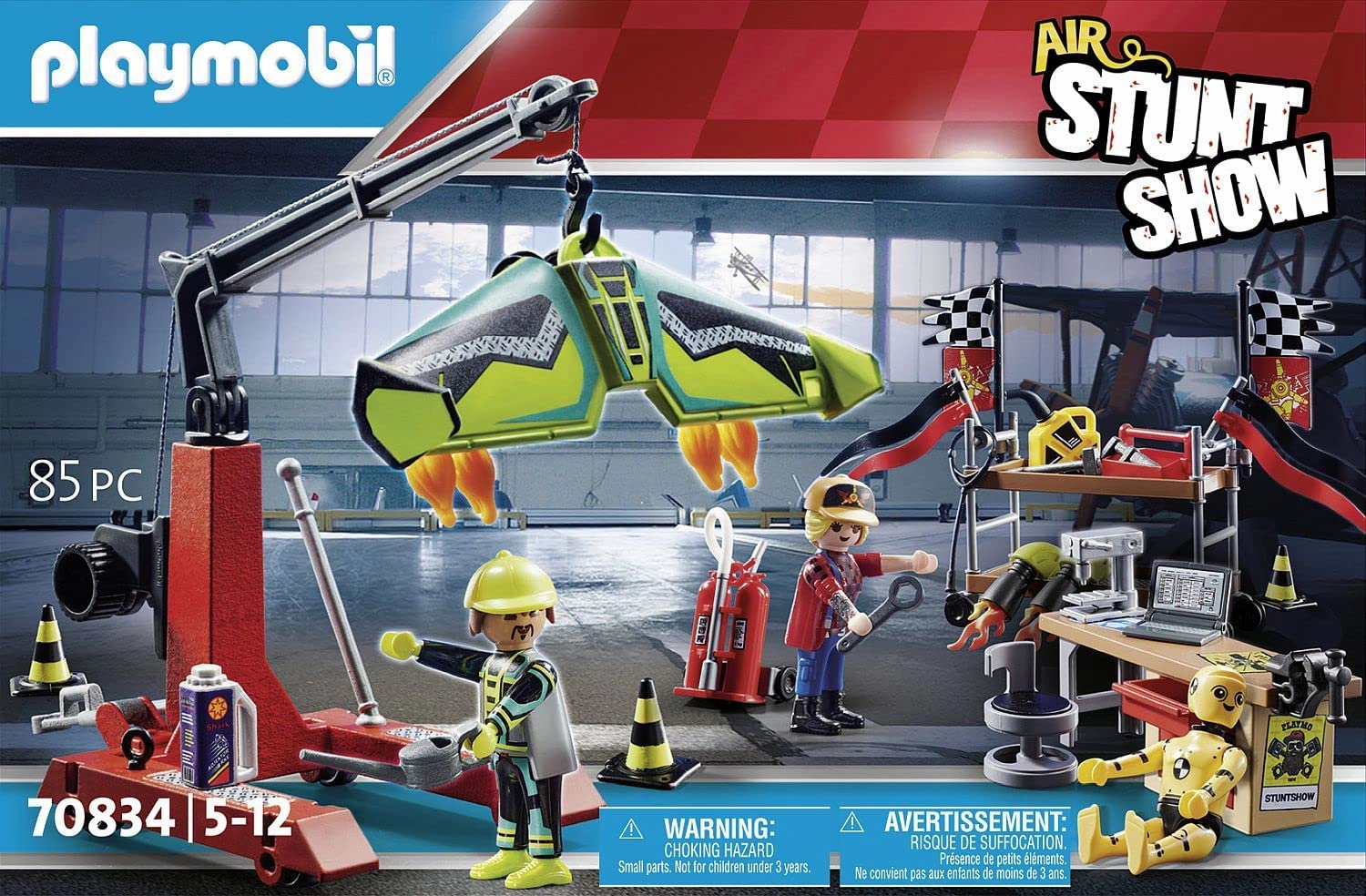 Playmobil Toys PLAYMOBIL Air Stunt Show 70834 Service Station, Toy Plane Workshop, Aeroplane Toys for 5  Year Olds