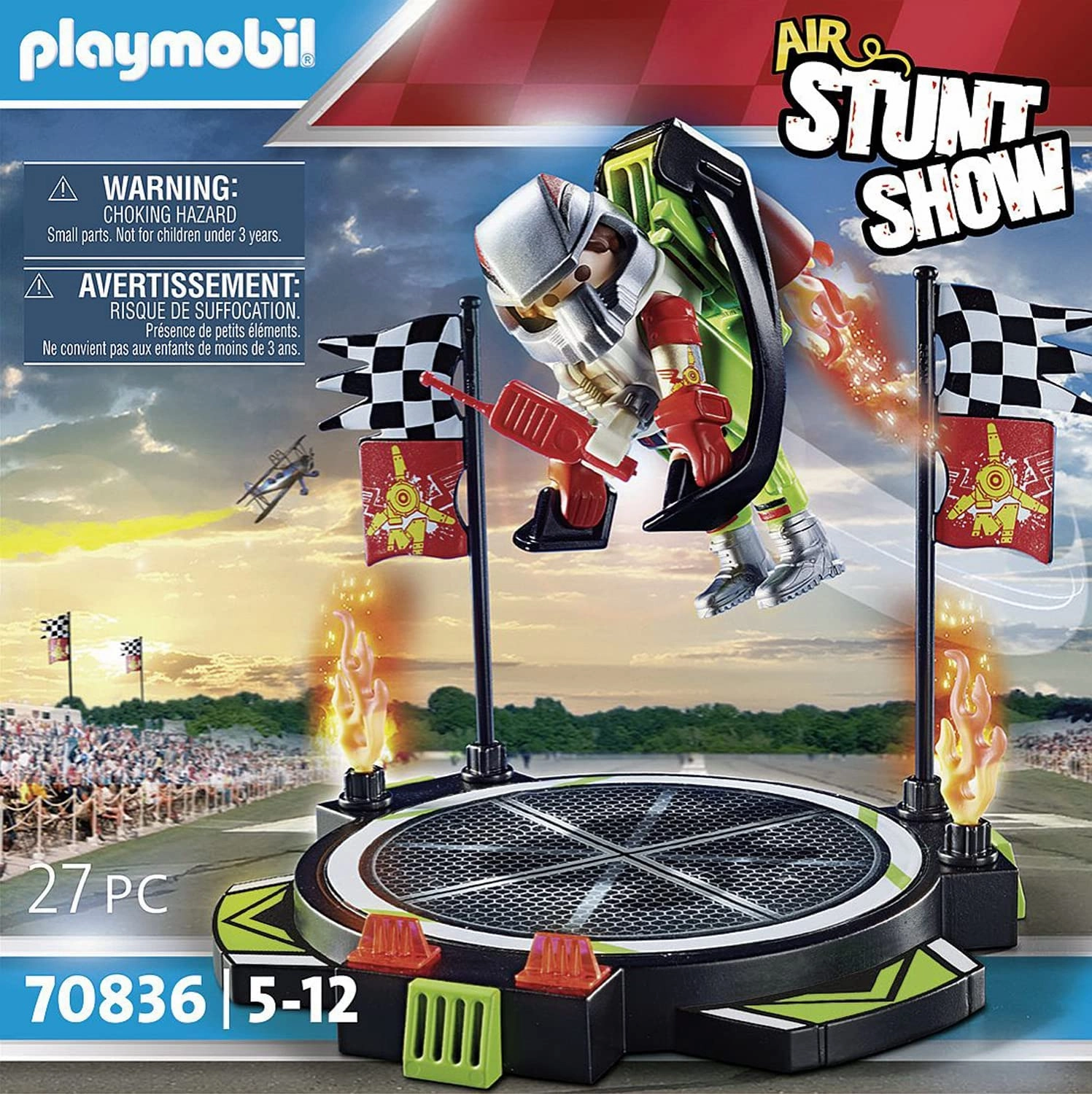 Playmobil Toys PLAYMOBIL Air Stunt Show 70836 Stuntman with Jet Pack, Includes Launch Platform,