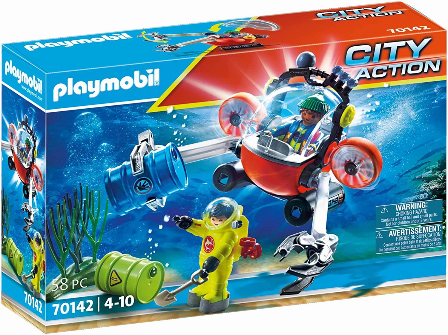 Playmobil Toys PLAYMOBIL City Action 70142 Sea Rescue: Environmental Expedition with Dive Boat,