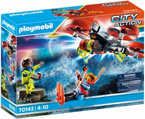 Playmobil Toys PLAYMOBIL City Action 70143 Sea Rescue: Diver Rescue with Drone, For ages 4 