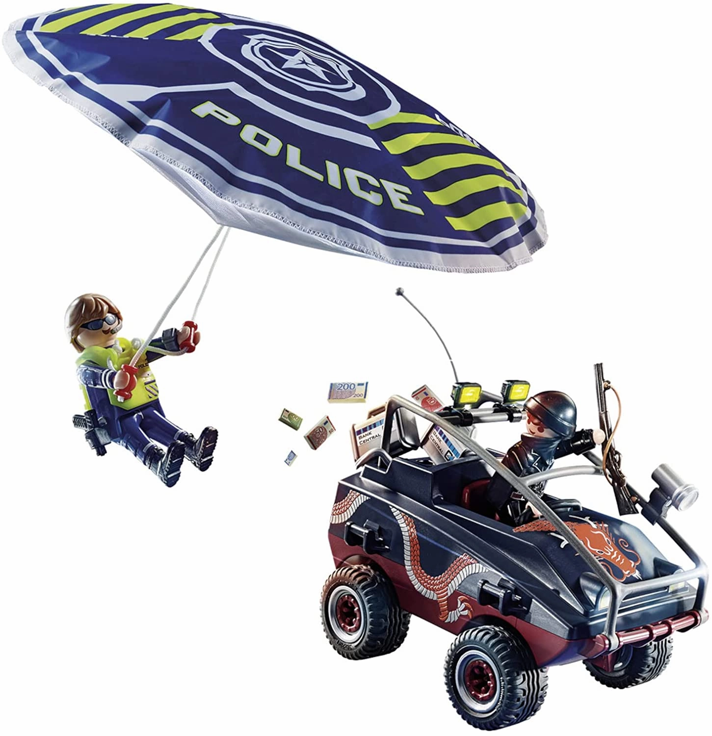Playmobil Toys Playmobil City Action 70781 Police Parachute with Amphibious Vehicle, Floatable,