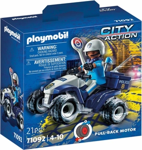 Playmobil Toys PLAYMOBIL City Action 71092 Police Quad with Pullback Motor, Toy for Children Ages 4 