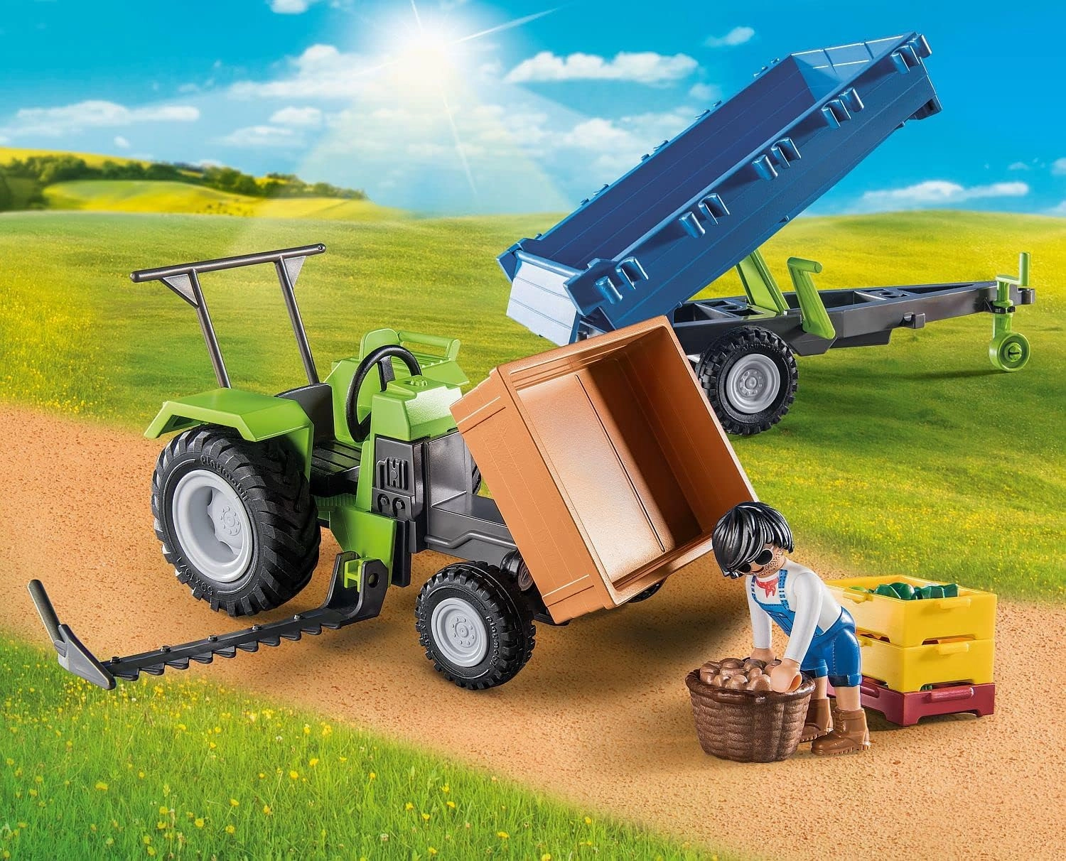Playmobil Toys Playmobil Country 71249 Harvester Tractor with Harvesting Trailer, Farm Animal Play Sets
