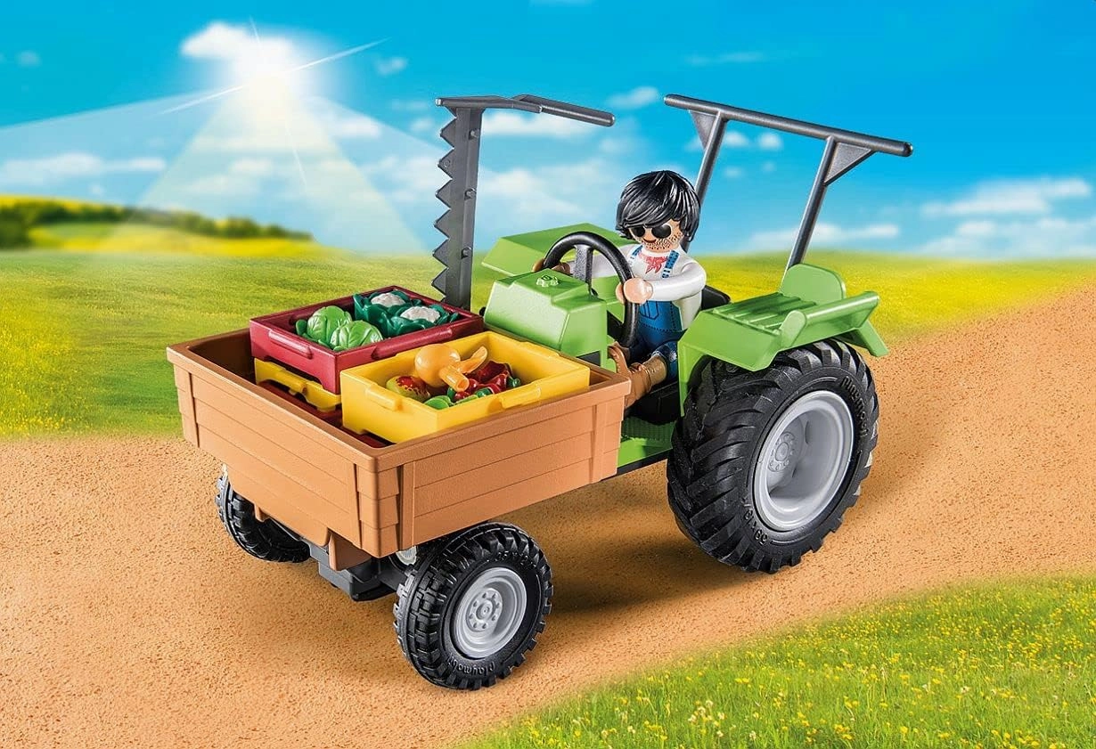 Playmobil Toys Playmobil Country 71249 Harvester Tractor with Harvesting Trailer, Farm Animal Play Sets