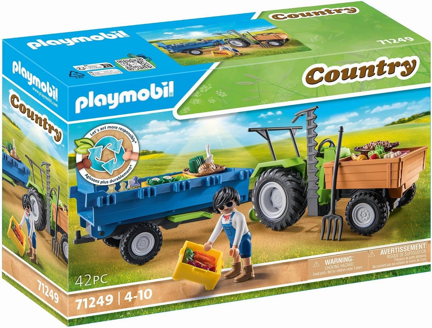 Playmobil Toys Playmobil Country 71249 Harvester Tractor with Harvesting Trailer, Farm Animal Play Sets