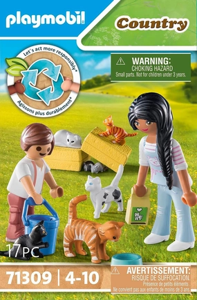 Playmobil Toys Playmobil Country Cat Family - Sustainable Farm Playset for Ages 4  (71309)