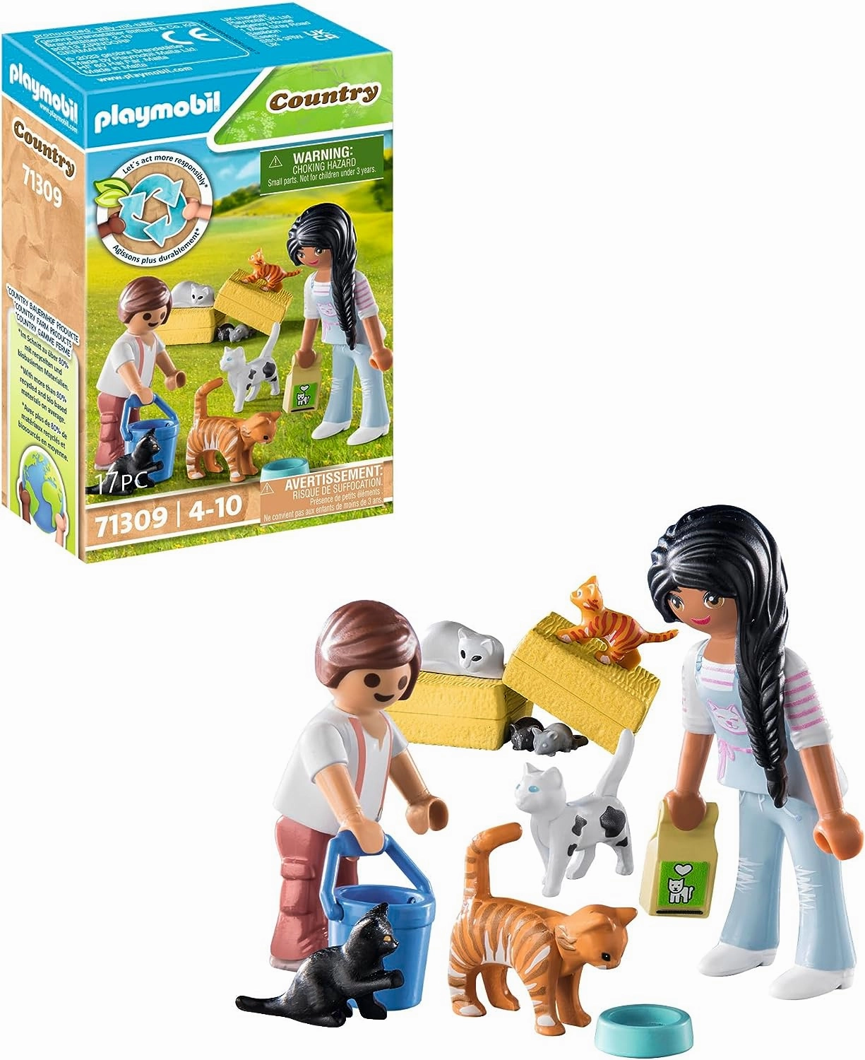 Playmobil Toys Playmobil Country Cat Family - Sustainable Farm Playset for Ages 4  (71309)