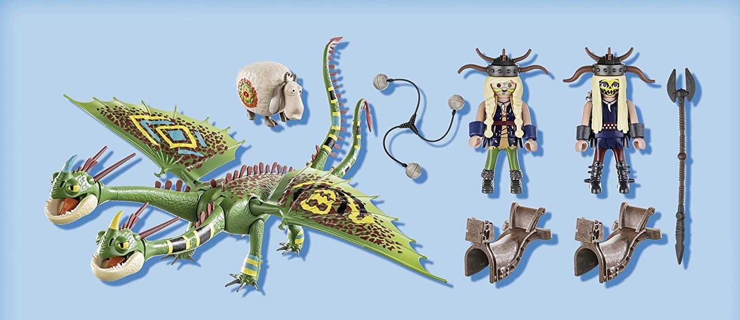 Playmobil Toys PLAYMOBIL DreamWorks Dragons 70730 Dragon Racing: Ruffnut and Tuffnut with Barf and Belch, for Children Ages 4 