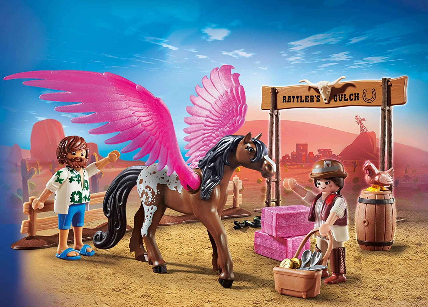 Playmobil Toys Playmobil The Movie 70074 Marla and Del with Flying Horse