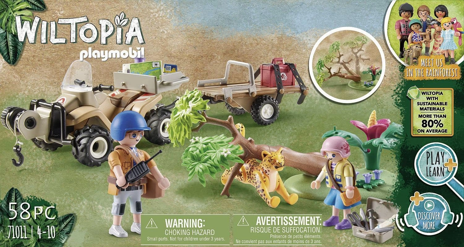 Playmobil Toys PLAYMOBIL Wiltopia 71011 Animal Rescue Quad with Toy Animals, Sustainable Toy for Kids