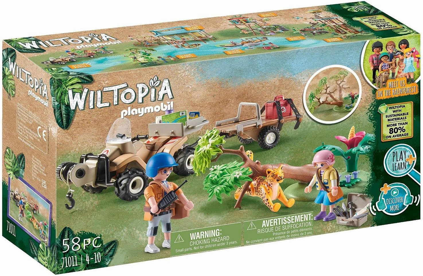 Playmobil Toys PLAYMOBIL Wiltopia 71011 Animal Rescue Quad with Toy Animals, Sustainable Toy for Kids