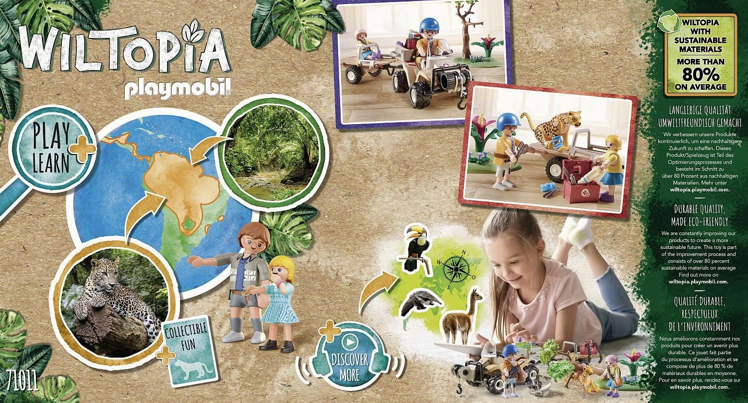 Playmobil Toys PLAYMOBIL Wiltopia 71011 Animal Rescue Quad with Toy Animals, Sustainable Toy for Kids