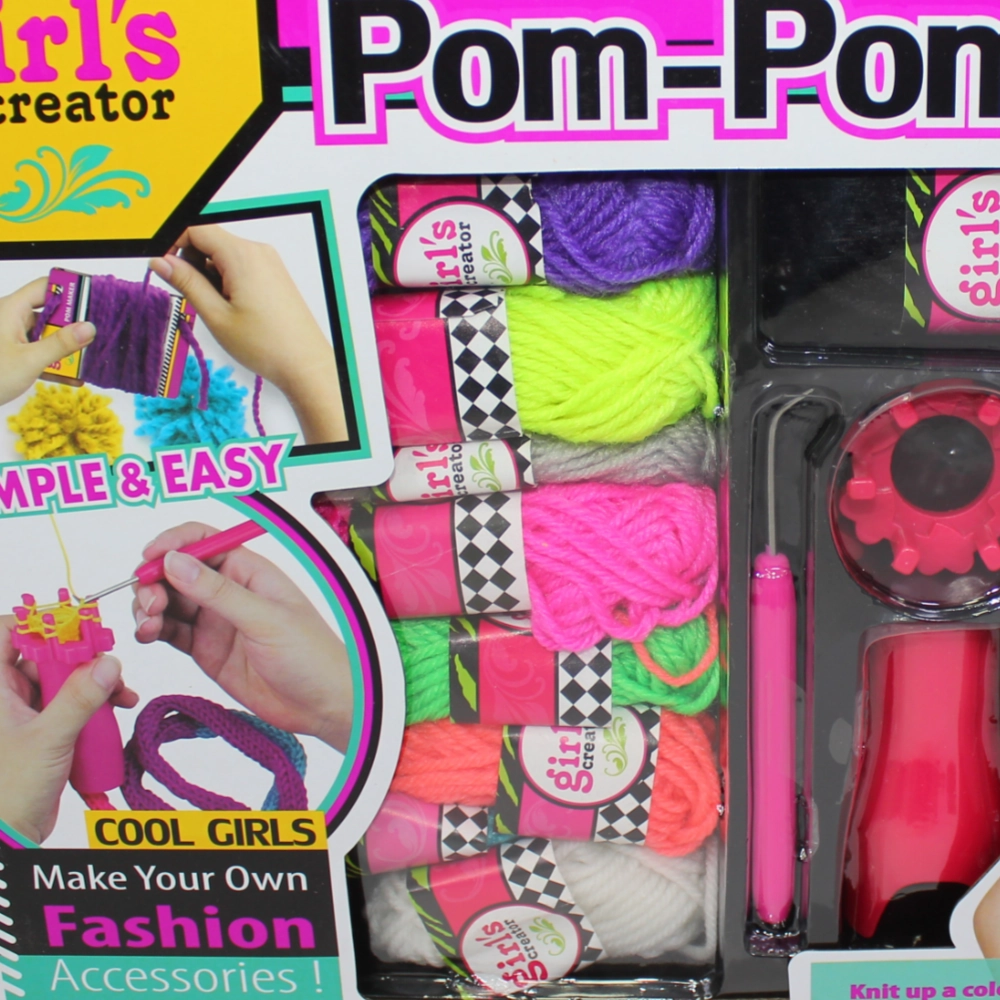 Pom Pom Scarf Knitting Set  DIY Knitting Kit for Kids