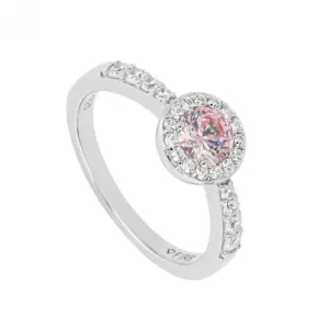 Bague encerclée de zircone rose clair rond Diamonfire