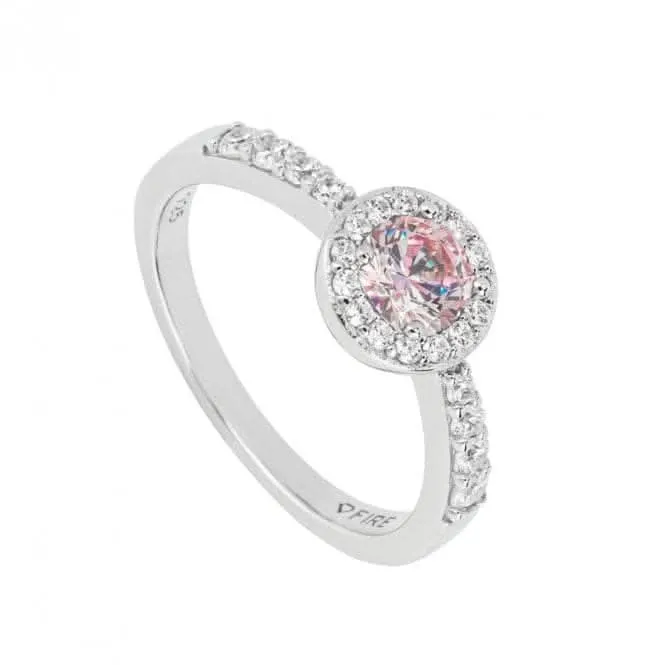 Bague encerclée de zircone rose clair rond Diamonfire
