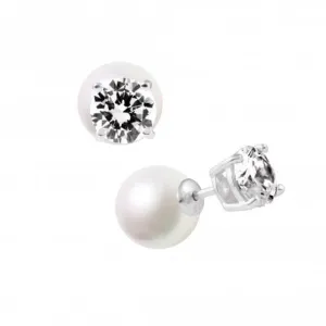Boucles d'oreilles en perle blanche ronde et zirconium cubique 62/1749/1/111 Diamonfire Jewellery