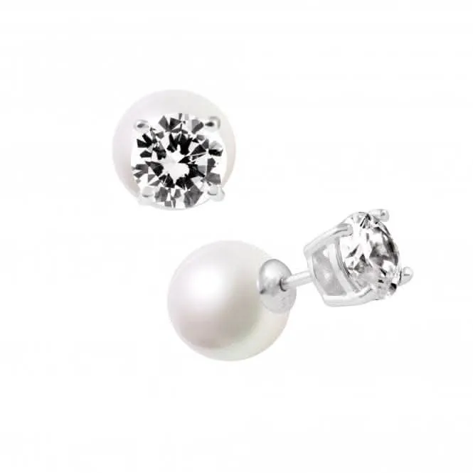 Boucles d'oreilles en perle blanche ronde et zirconium cubique 62/1749/1/111 Diamonfire Jewellery
