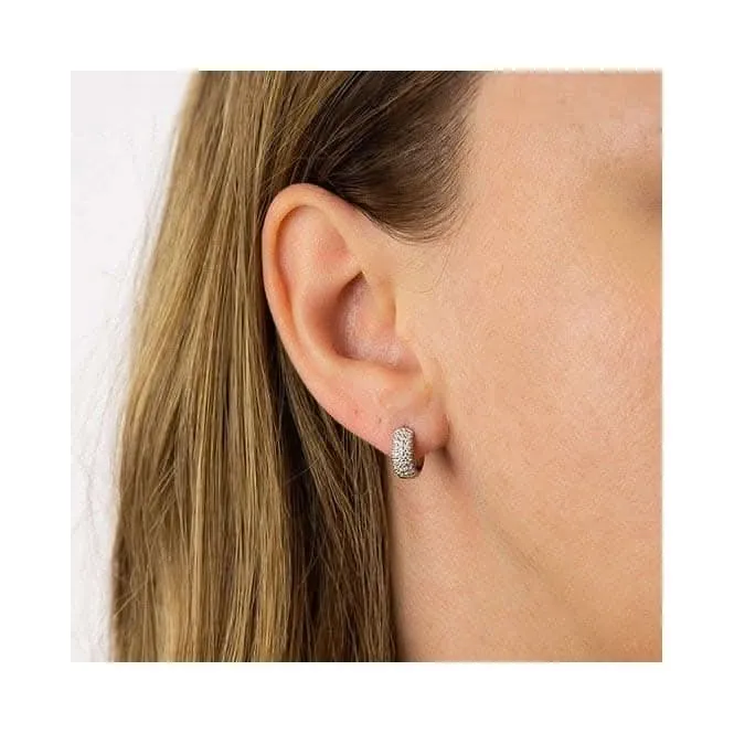 Petits créoles pave larges Huggies E6060 Diamonfire Jewellery