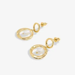 Boucles d'oreilles à anneaux Solaria Baroque Perle Dorée à Or 7156 Joma Jewellery