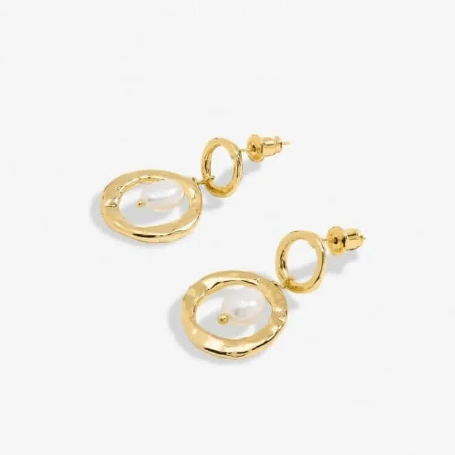 Boucles d'oreilles à anneaux Solaria Baroque Perle Dorée à Or 7156 Joma Jewellery