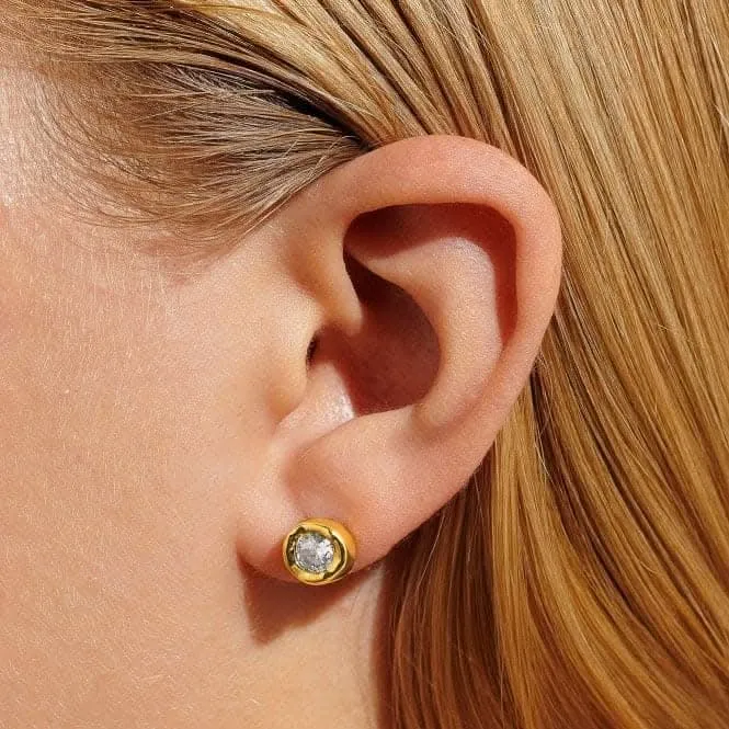 Boucles d'oreilles à clous plaquées or Solaria Zirconia 7165 Joma Jewellery