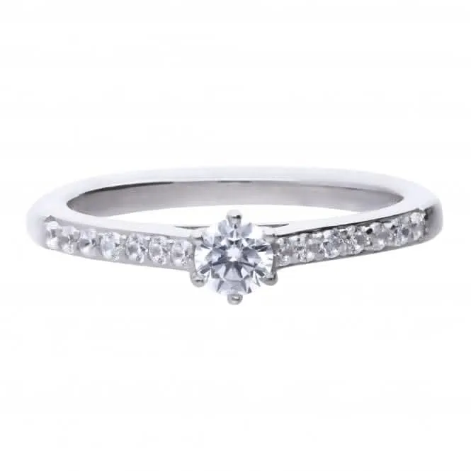 Bague à épaules pavées en zirconium cubique solitaire R3754 - Diamonfire Joaillerie