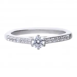 Bague à épaules pavées en zirconium cubique solitaire R3754 - Diamonfire Joaillerie