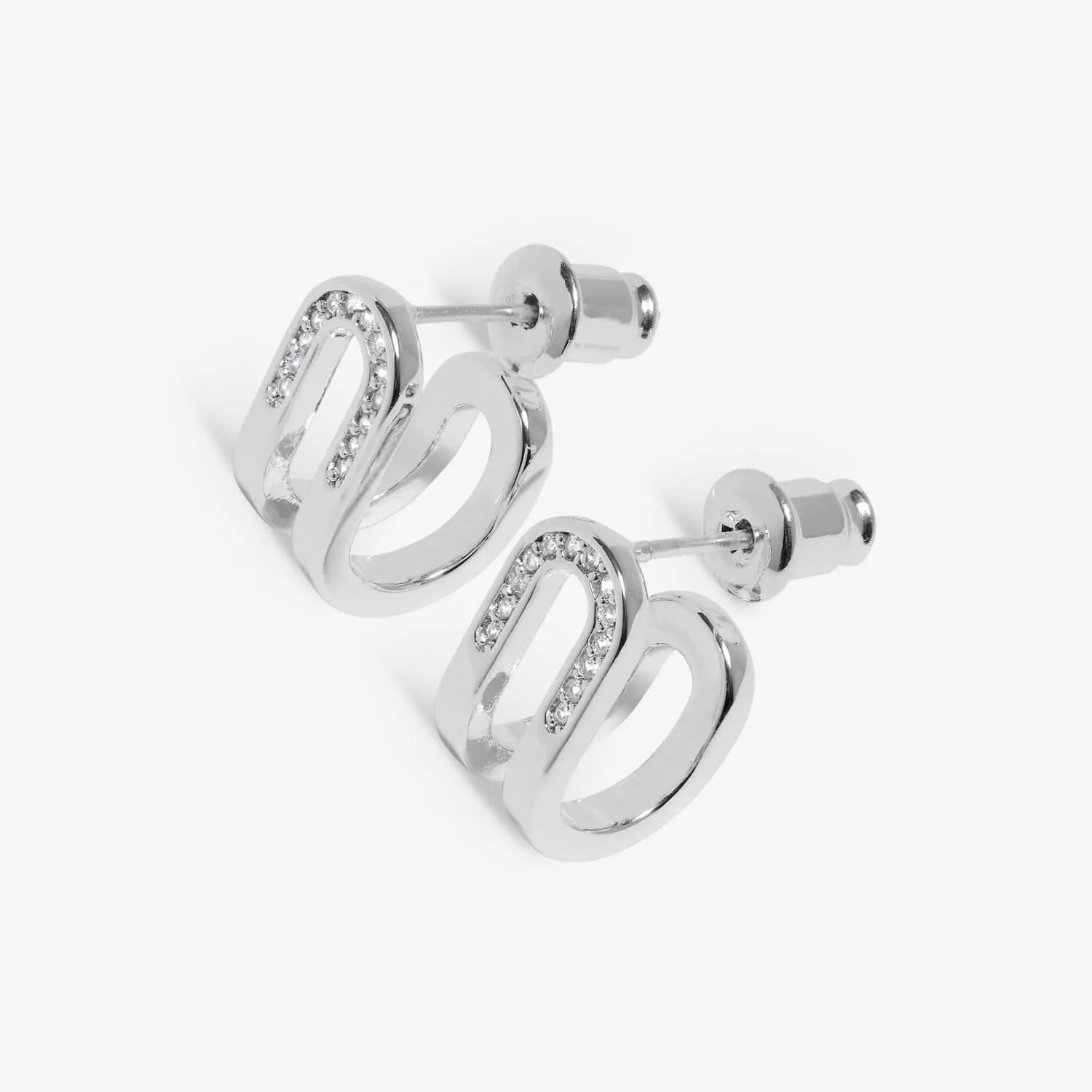 Boucles d'oreilles Huggie Arc Pailleté Soul Shine plaquées argent 7606 Joma Jewellery