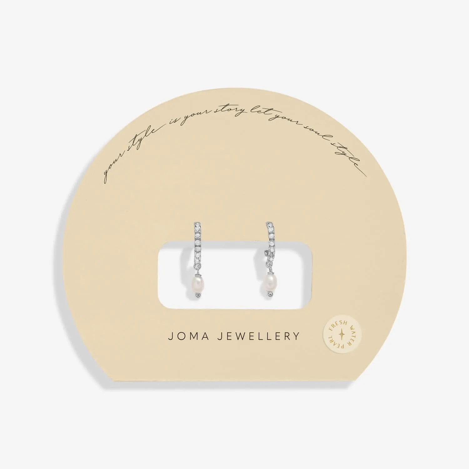 Boucles d'oreilles cercles argentées avec perles pave brillantes 8475 Joma Jewellery