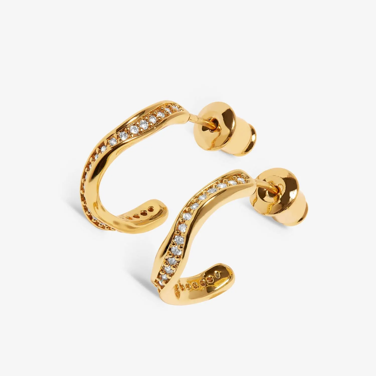 Boucles d'oreilles en or plaqué vague pavée brillance de l'âme 7605 Joma Jewellery
