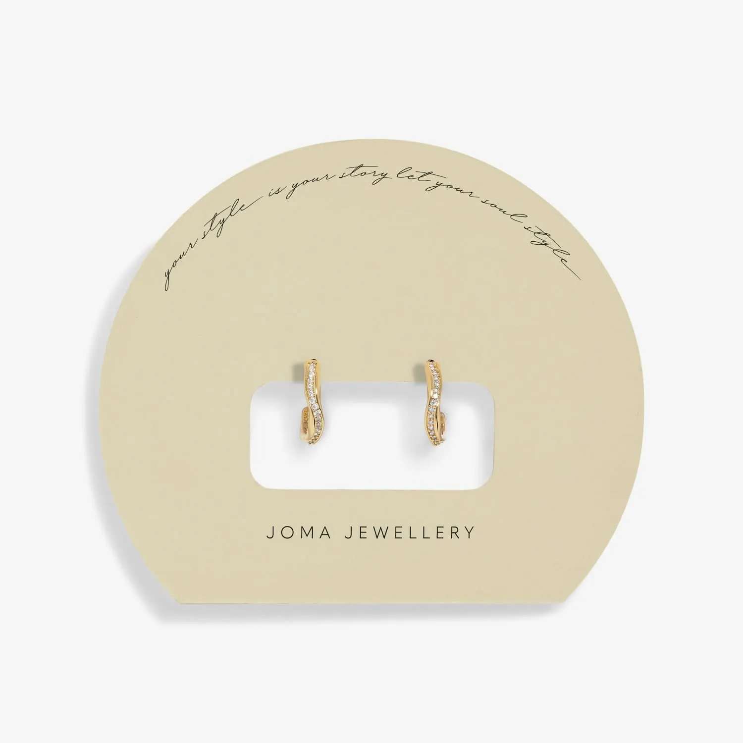 Boucles d'oreilles en or plaqué vague pavée brillance de l'âme 7605 Joma Jewellery